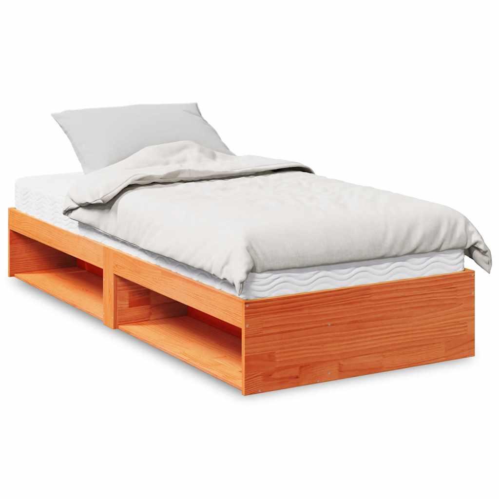 Daybed med madras 80×200 cm - massivt fyrretræ, gyldenbrun
