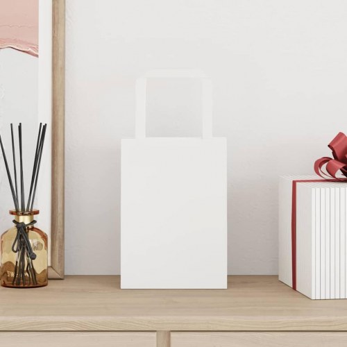 Papirposer med håndtag - 50 stk., 15×8×21 cm, hvid