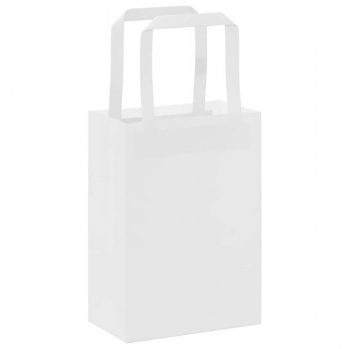 Papirposer med håndtag - 50 stk., 15×8×21 cm, hvid