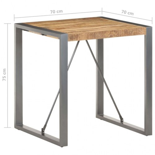 Spisebord i massivt ru mangotræ 70 x 70 x 75 cm - industrielt bistrobord