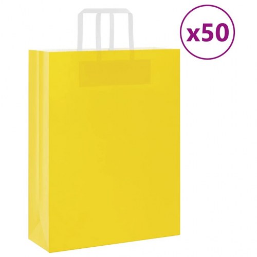 Papirposer 50 stk. med håndtag 32x12x42 cm gul