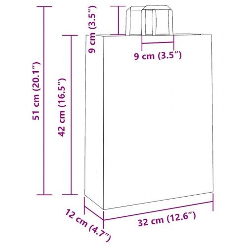 Papirposer 50 stk. med håndtag 32x12x42 cm gul