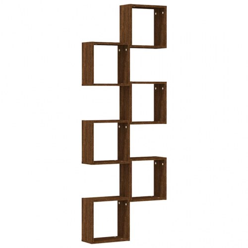 Kubeformede væghylder 6 stk. - brun egetræsfarve 30×15×30 cm