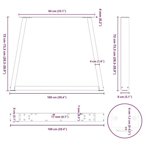 Spisebordsben V-form 2 stk Sort 100x(72-73,3) cm Stål