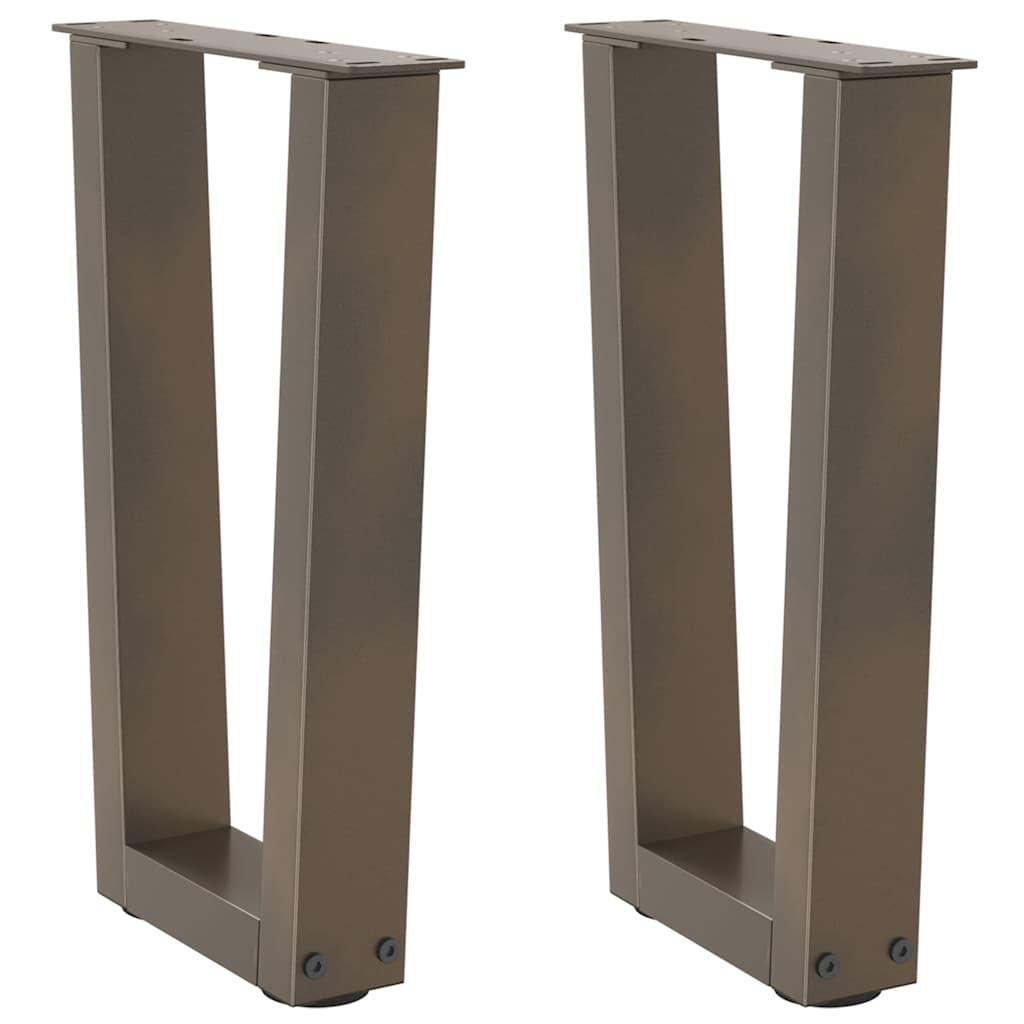 Sofabordsben V-formet 2 stk. naturstål 38 x (42-43,3) cm stål