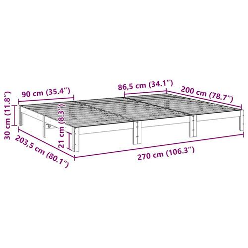 Familie sengeramme uden madras 270x200 cm massivt fyrretræ