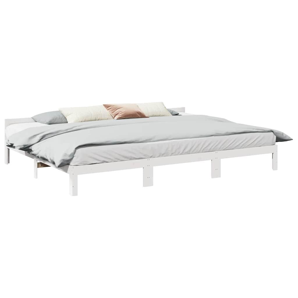 Familie sengeramme uden madras 270x200 cm massivt fyrretræ hvid