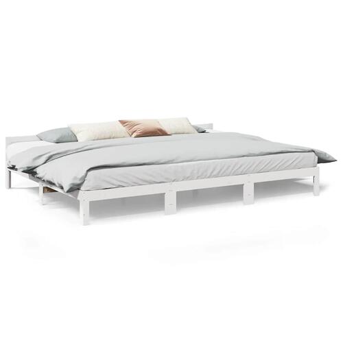 Familie sengeramme uden madras 270x200 cm massivt fyrretræ hvid