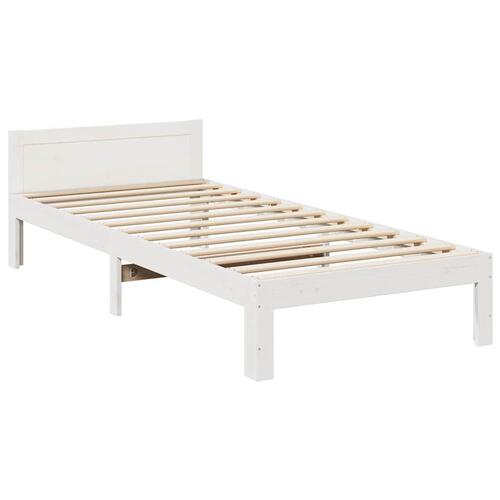 Familie sengeramme uden madras 270x200 cm massivt fyrretræ hvid