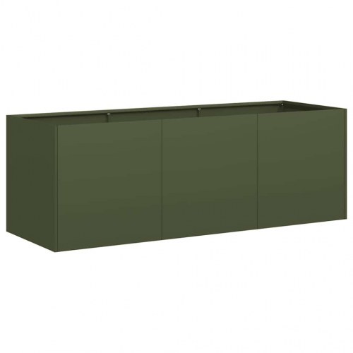 Plantekasse i koldvalset stål - olivengrøn 120 × 40 × 40 cm