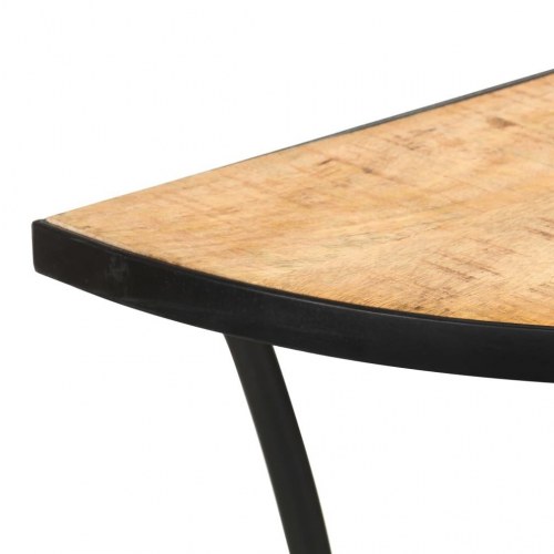 Sidebord 110 × 40 × 77 cm i massivt mangotræ - halvrundt konsolbord med stålben