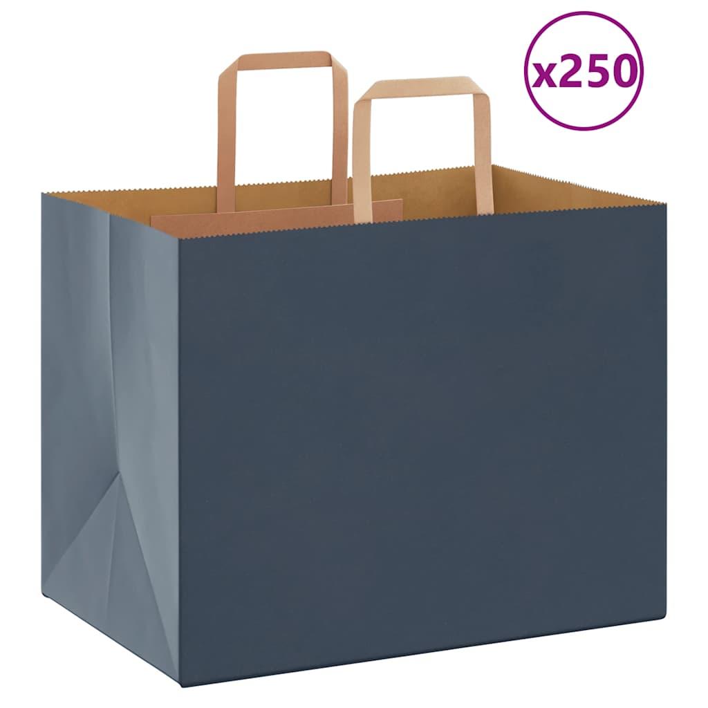 Papirposer 250 stk. med hÃ¥ndtag 32x22x24 cm blÃ¥