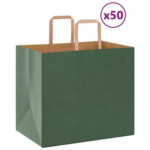 Papirposer 50 stk. med håndtag 32x22x28 cm grøn