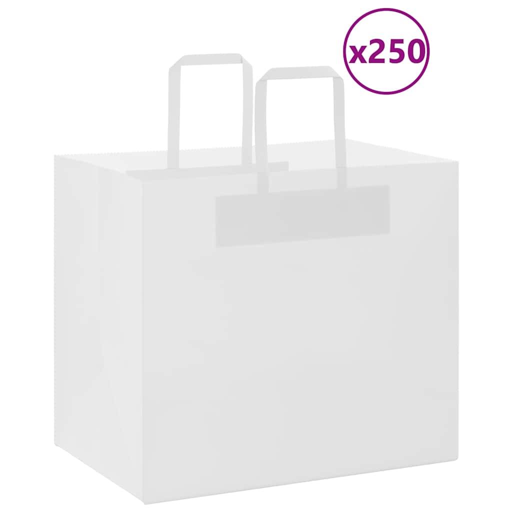 Papirposer 250 Stk Med Håndtag 32x22x28 Cm Hvid