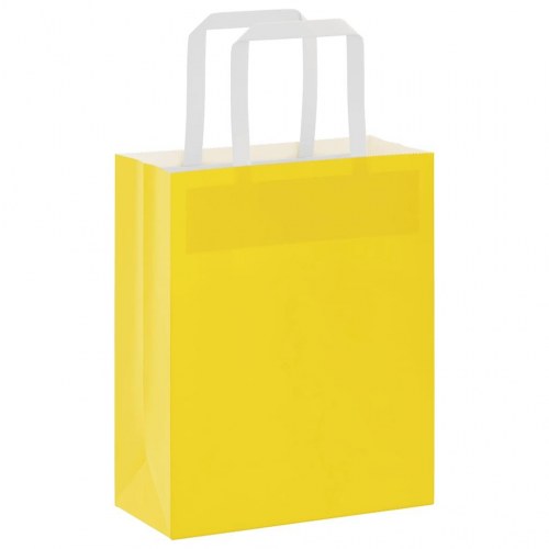 Papirposer med håndtag 50 stk. - 18×8×22 cm, gul