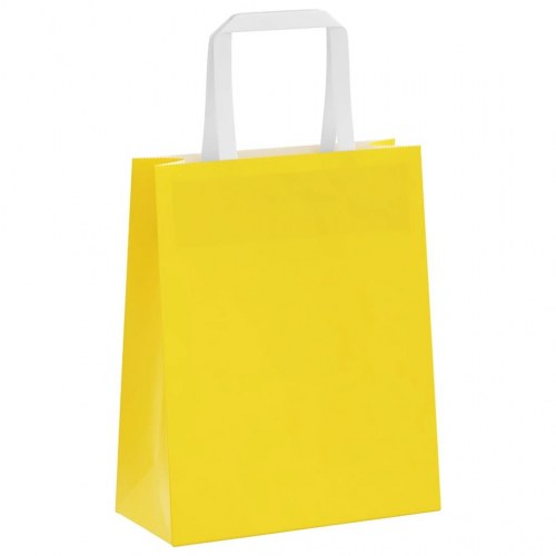 Papirposer med håndtag 50 stk. - 18×8×22 cm, gul