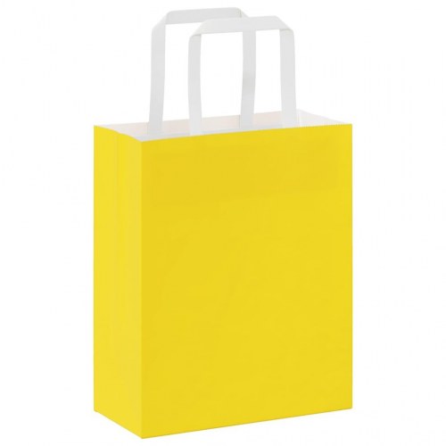 Papirposer med håndtag 50 stk. - 18×8×22 cm, gul
