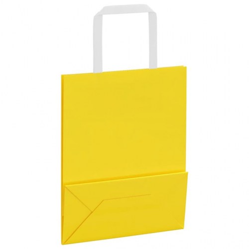 Papirposer med håndtag 50 stk. - 18×8×22 cm, gul