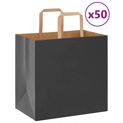 Papirposer 50 stk. med håndtag 26x17x25 cm sort