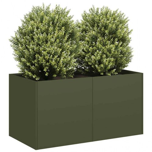 Plantekasse i koldvalset stål - olivengrøn 80 × 40 × 40 cm