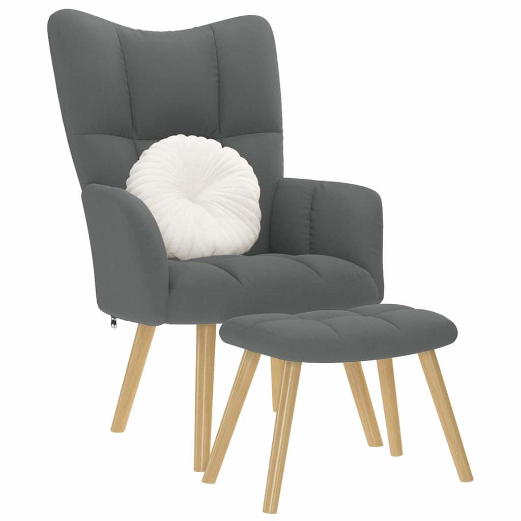 Lænestol Stof Farvet - Mørkegrå / with stool