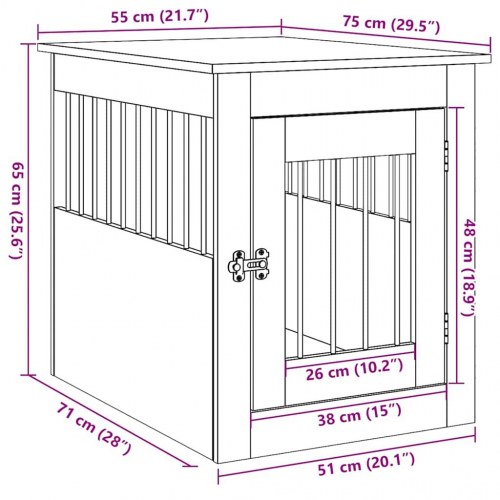 Hundebur/endebord 55×75×65 cm i konstrueret træ - kunst eg