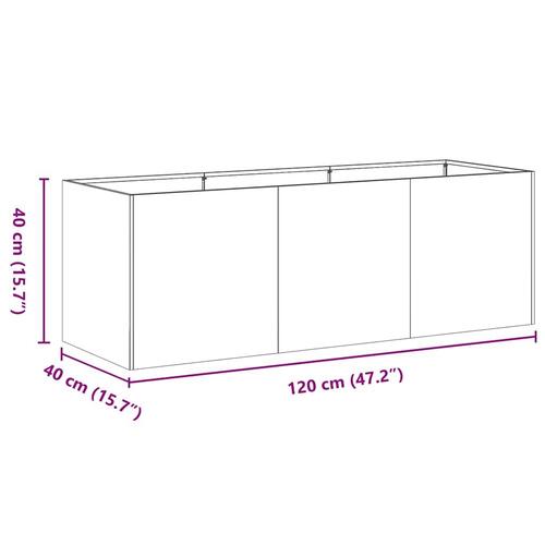 Plantekasse sort 120x40x40 cm koldvalset stål