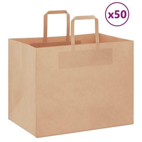 Kraftpapirposer 50 stk. med håndtag 32x22x24 cm brun