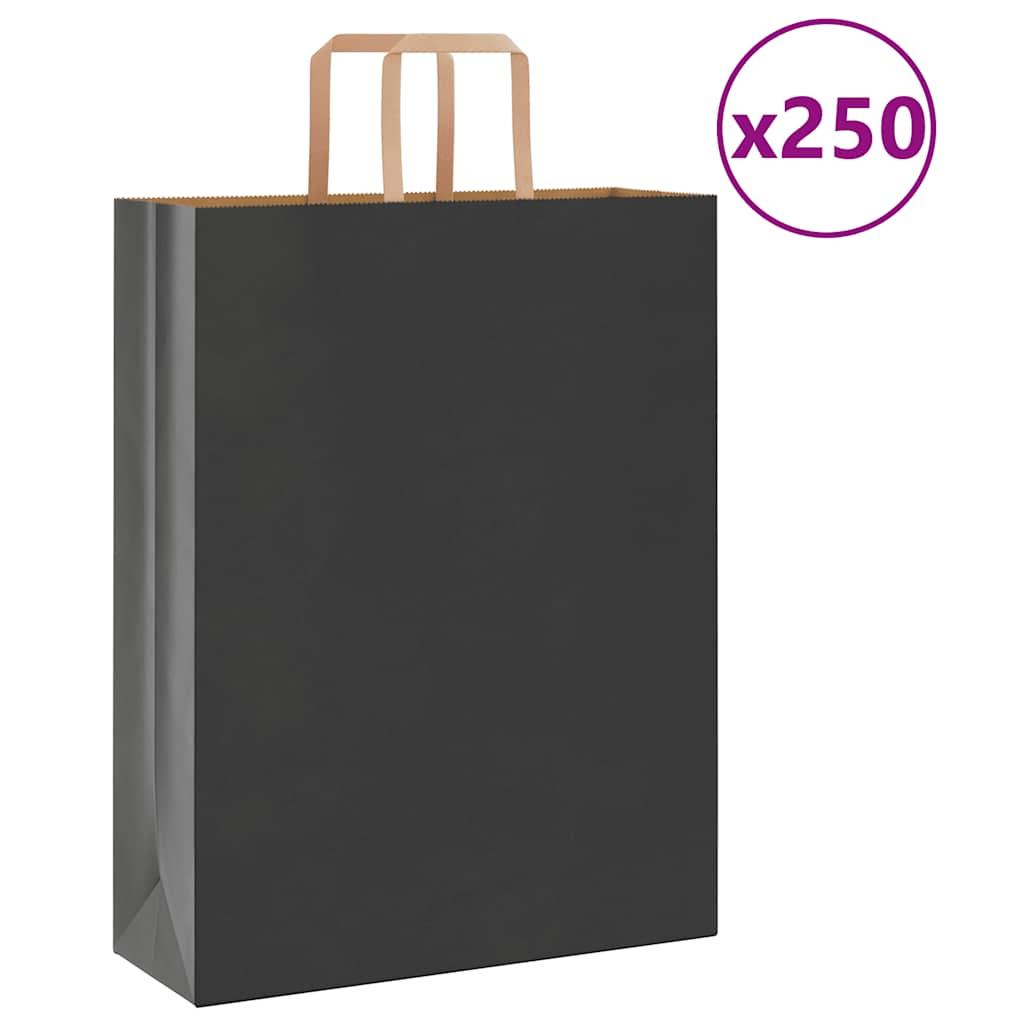 Kraftpapirposer 250 Stk. Med Håndtag 32x12x42 Cm Sort