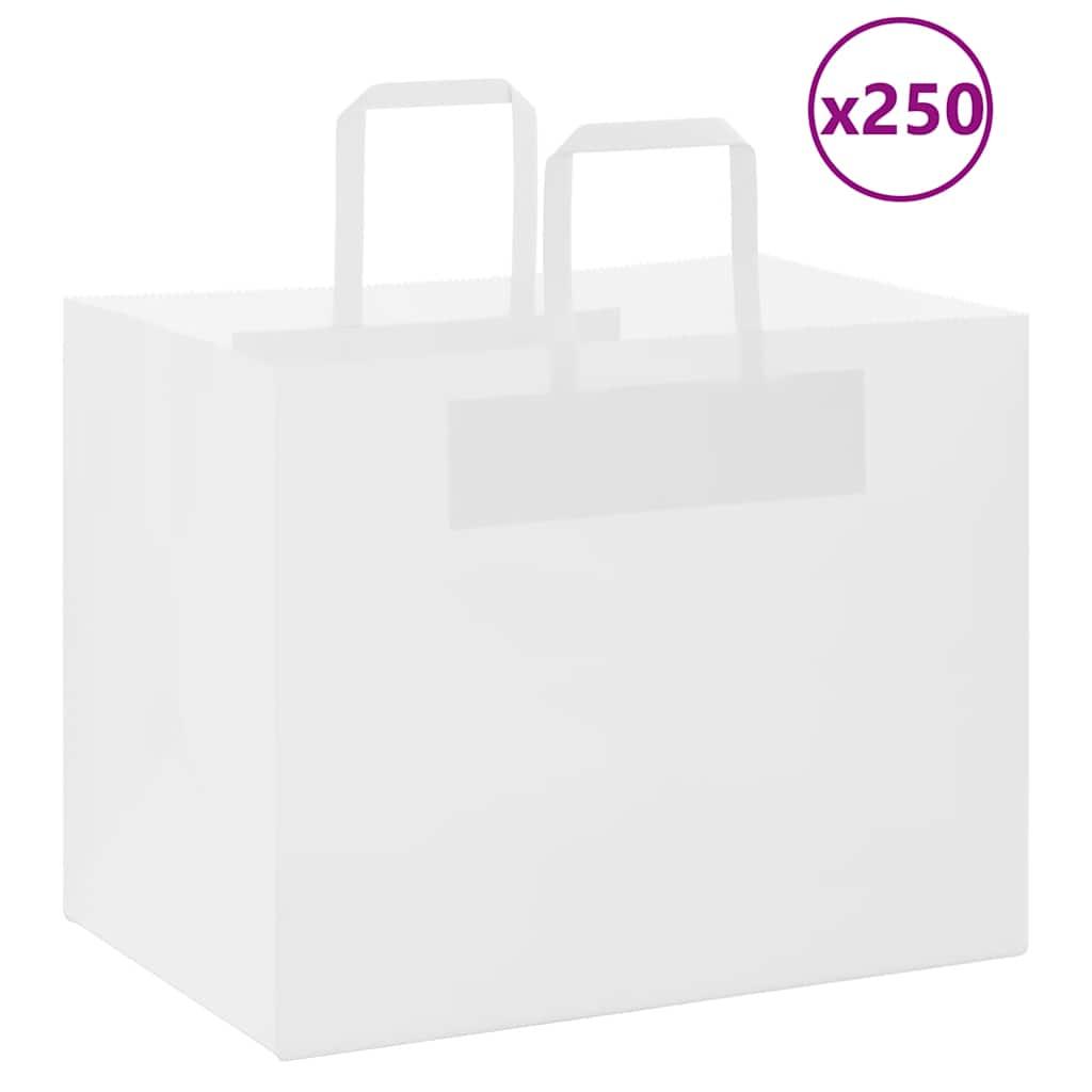 Papirposer 250 Stk Med Håndtag 32x22x24 Cm Hvid