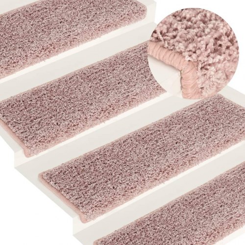 Trappemåtter 15 stk. 65x21x4 cm lyserød rektangulær kant