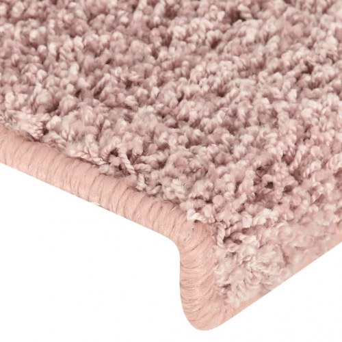 Trappemåtter 15 stk. 65x21x4 cm lyserød rektangulær kant