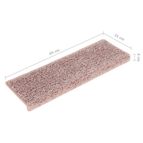 Trappemåtter 15 stk. 65x21x4 cm lyserød rektangulær kant
