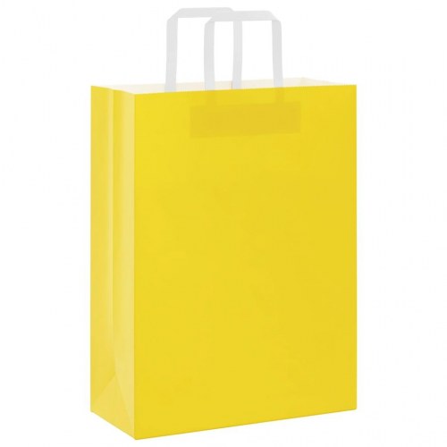 Papirposer med håndtag - 50 stk., 26×12×35 cm, gul