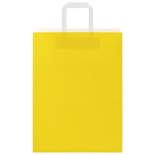 Papirposer med håndtag - 50 stk., 26×12×35 cm, gul