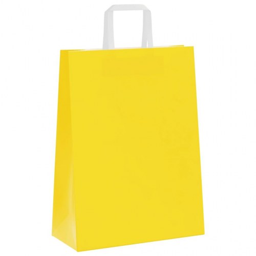 Papirposer med håndtag - 50 stk., 26×12×35 cm, gul