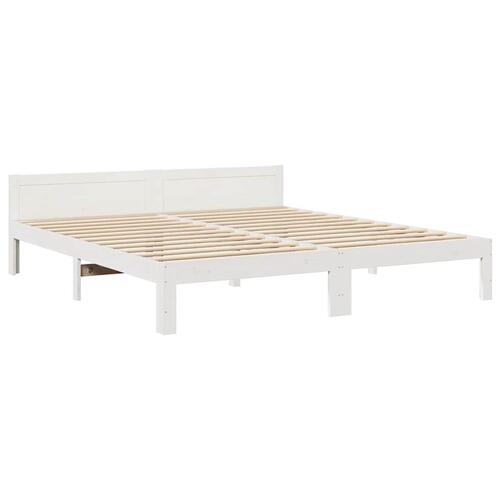 Familie sengeramme uden madras 240x200 cm massivt fyrretræ hvid