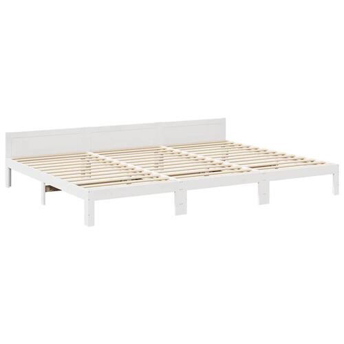 Familie sengeramme uden madras 240x200 cm massivt fyrretræ hvid