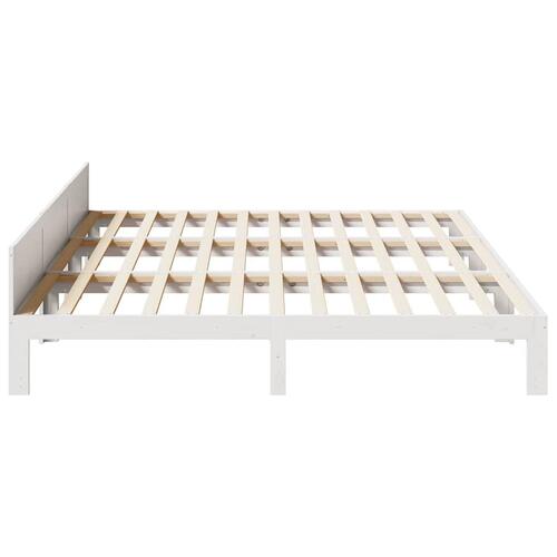 Familie sengeramme uden madras 240x200 cm massivt fyrretræ hvid