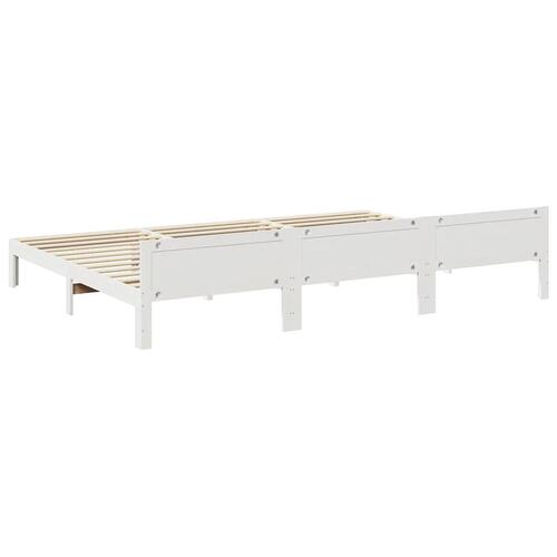Familie sengeramme uden madras 240x200 cm massivt fyrretræ hvid