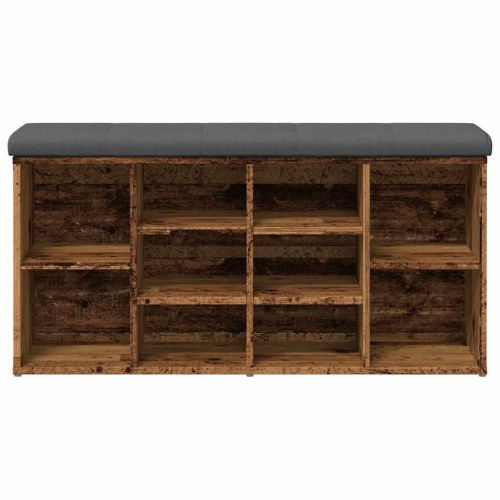 Skobænk med hynde 102 x 32 x 50 cm - antikt træ