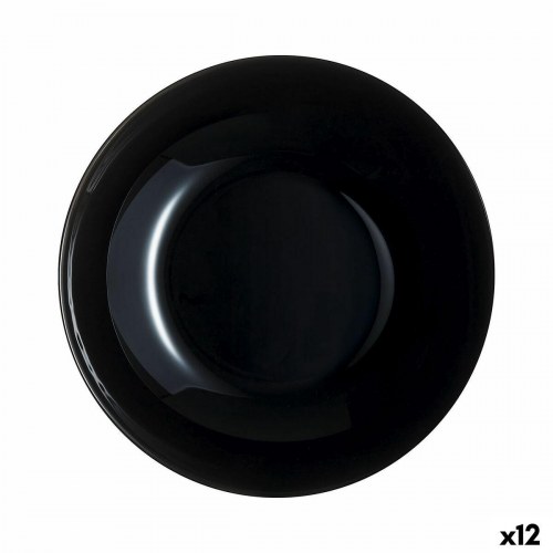 Luminarc Zelie Negro dyb tallerken, sort glas Ø 20 cm - 12 stk