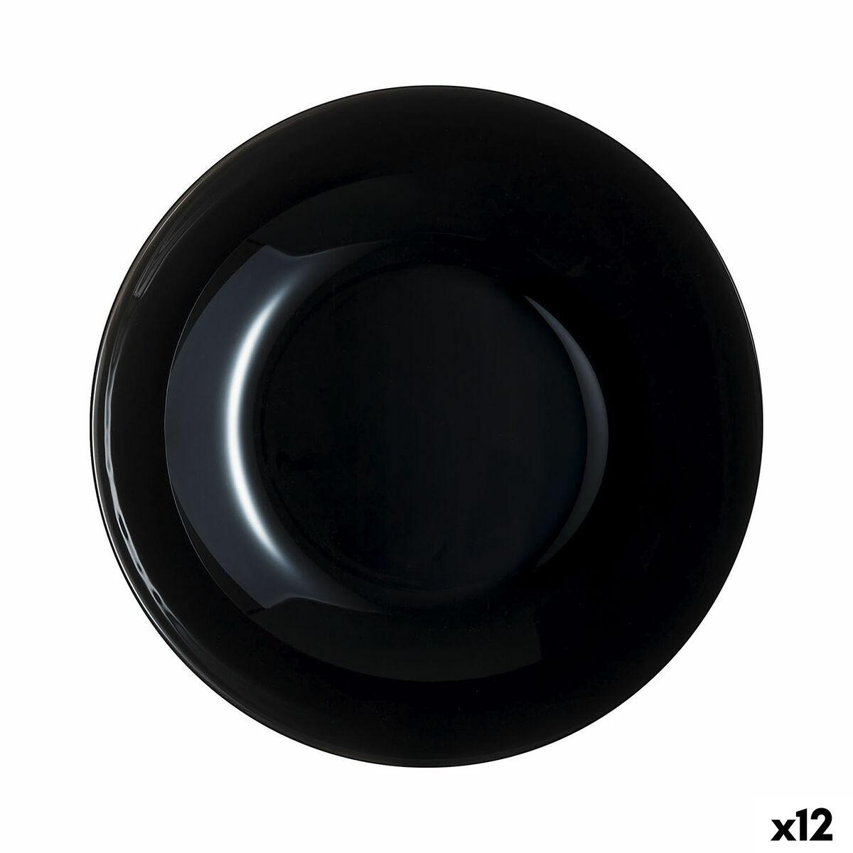 Luminarc Zelie Negro dyb tallerken, sort glas Ø 20 cm - 12 stk