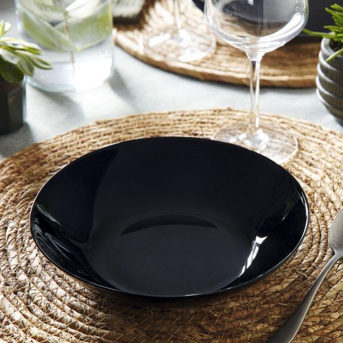 Luminarc Zelie Negro dyb tallerken, sort glas Ø 20 cm - 12 stk