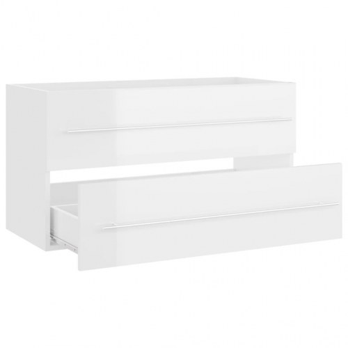 Vaskeskab 90x38,5x48 cm spånplade hvid højglans