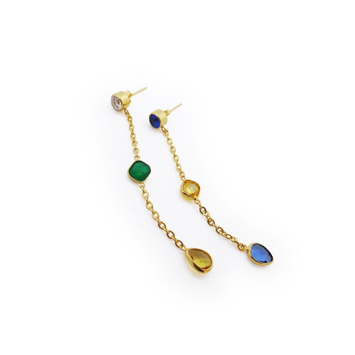 AN Jewels ørestikker med kæde og farvede sten - AL.E2WI23SMC1