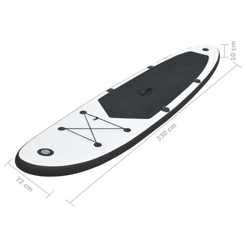 Oppusteligt paddleboardsæt sort og hvid