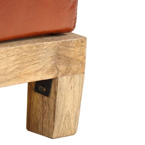 Opbevaringsbænk massivt mangotræ ægte læder 120 x 36 x 36 cm