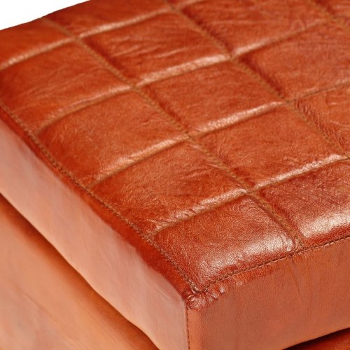 Opbevaringsbænk massivt mangotræ ægte læder 120 x 36 x 36 cm