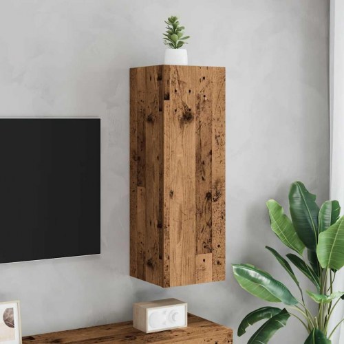 Hængende tv-bord 30,5×30×90 cm i konstrueret træ - antikt træ